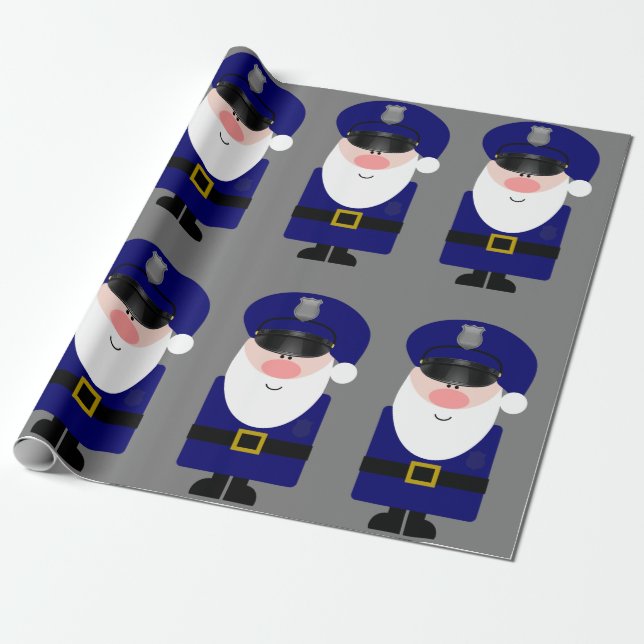 Policeman Santa Wrapping Paper (Unrolled)
