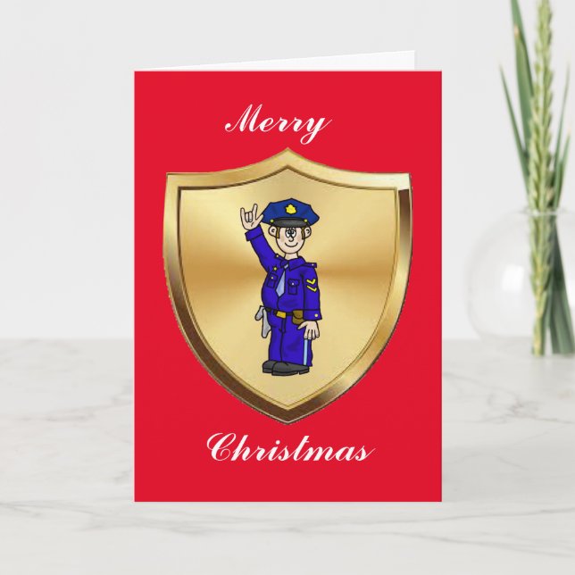 Policeman Sign Language Christmas Card (Front)
