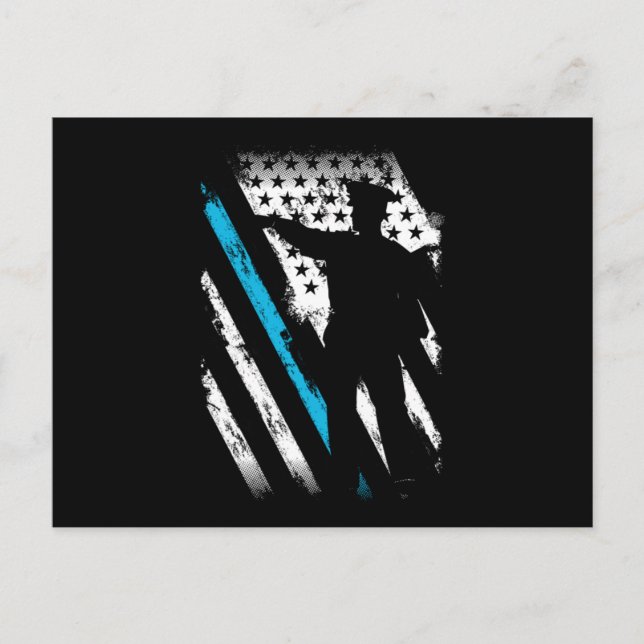 Policeman USA Blue Line Flag Police Officer Gift Postcard (Front)