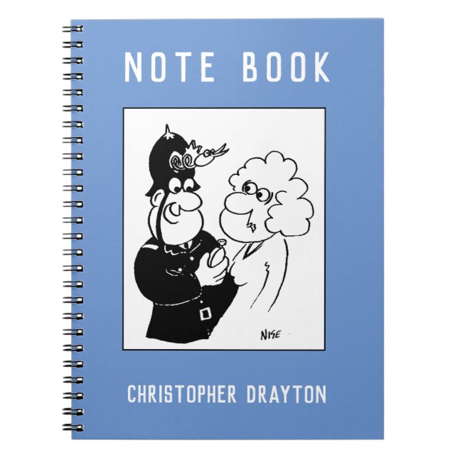 Policeman's Cuckoo Clock Helmet Funny Cartoon Notebook (Front)