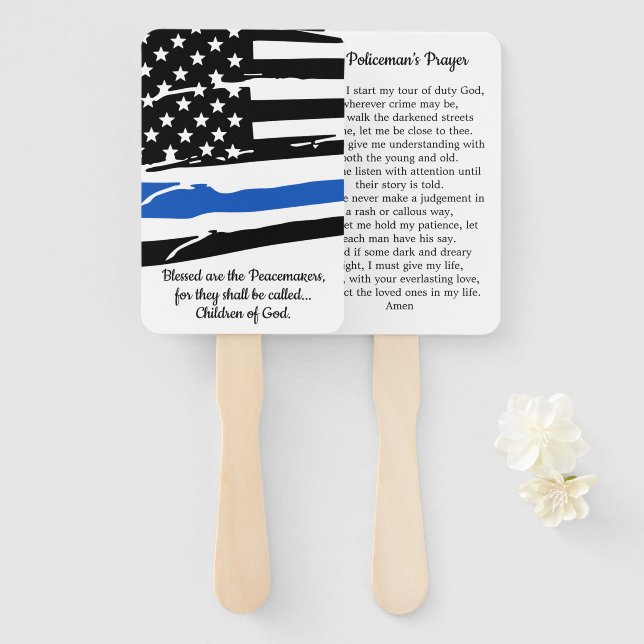 Policeman's Prayer Card Police Graduation Gifts Hand Fan (Front and Back)
