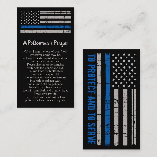 Policeman's Prayer Thin Blue Line Police Officer Business Card (Front/Back)