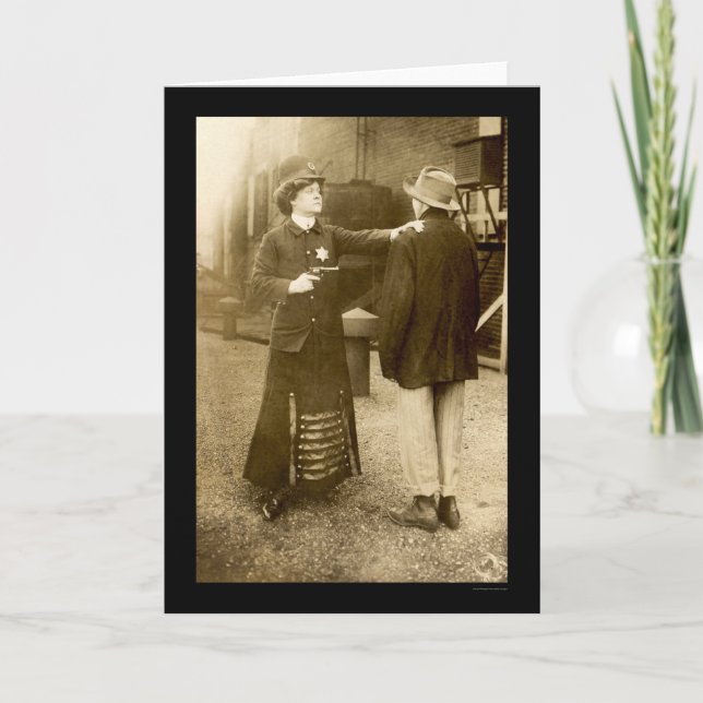 Policewoman Making an Arrest 1909 Card (Front)