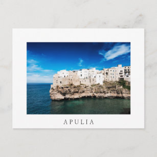 Polignano a Mare houses on a cliff in Apulia Postcard