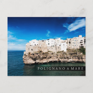 Polignano a Mare houses on a cliff in Puglia Postcard