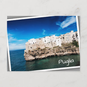 Polignano a Mare houses on a cliff in Puglia Postcard