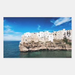 Polignano a Mare houses on a cliff in Puglia Rectangular Sticker