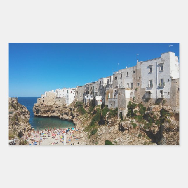 Polignano Mare Bari Italy beach landmark architect Rectangular Sticker (Front)