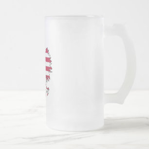 Polish American Eagle Frosted Glass Beer Mug