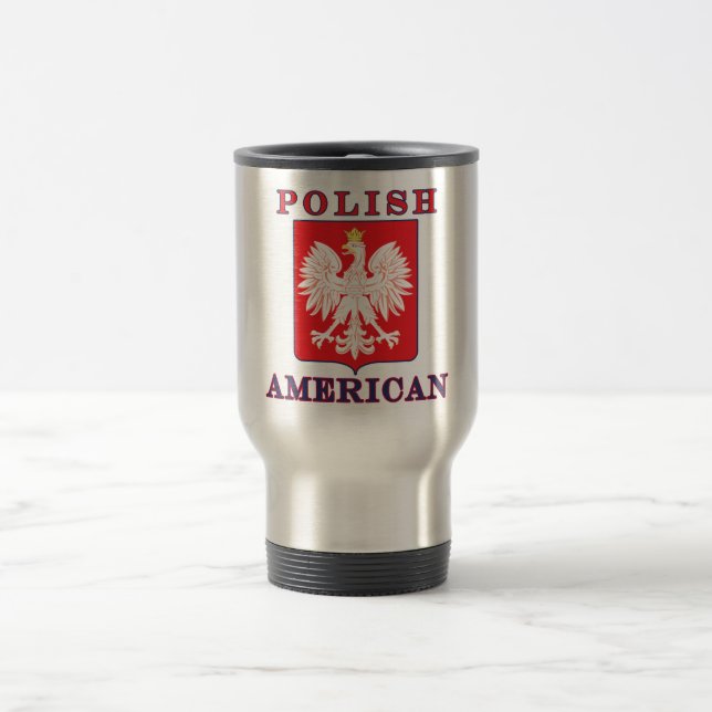 Polish American Eagle Shield Travel Mug (Center)