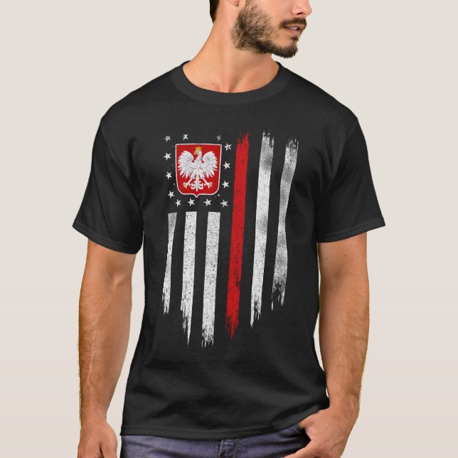 Polish American Flag Combo Poland Usa Polska T-Shirt (Front)