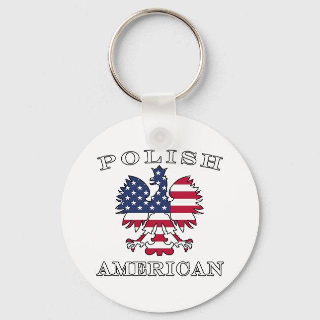 Polish American Flag Eagle Key Ring (Front)