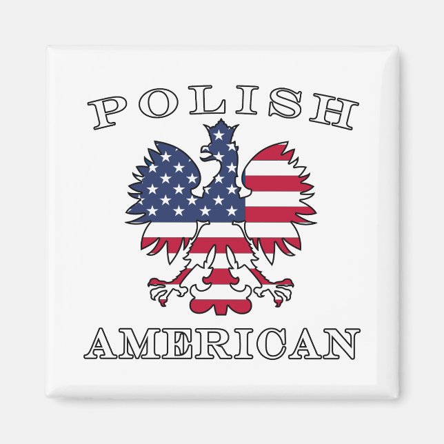 Polish American Flag Eagle Magnet (Front)