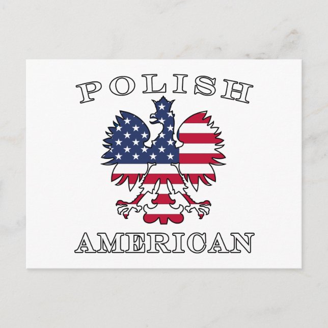 Polish American Flag Eagle Postcard (Front)