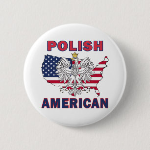 Polish American Map 6 Cm Round Badge