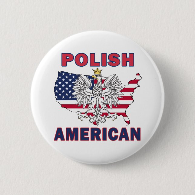 Polish American Map 6 Cm Round Badge (Front)