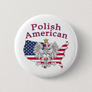 Polish American Map 6 Cm Round Badge