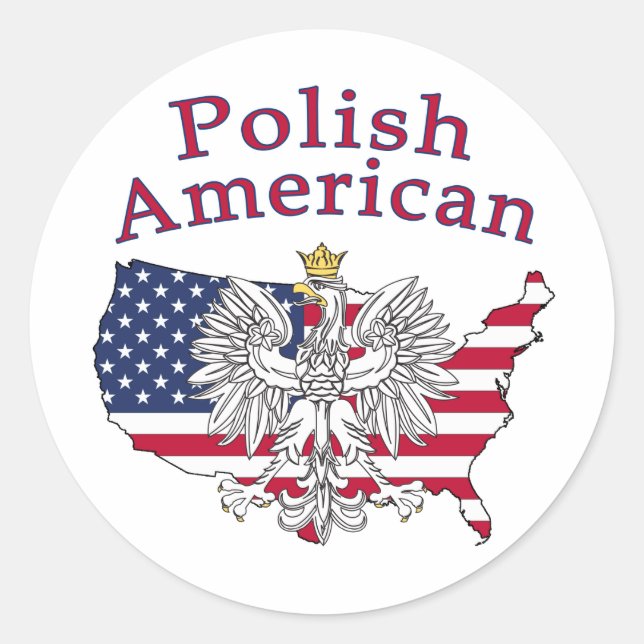 Polish American Map Classic Round Sticker (Front)