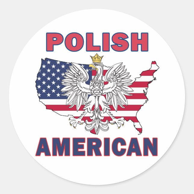 Polish American Map Classic Round Sticker (Front)
