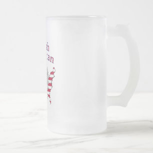 Polish American Map Frosted Glass Beer Mug