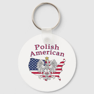 Polish American Map Key Ring