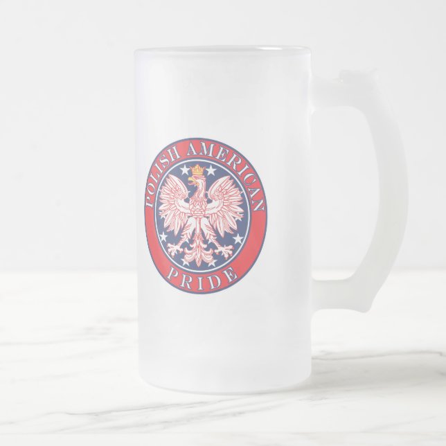 Polish American Pride Frosted Glass Beer Mug (Right)