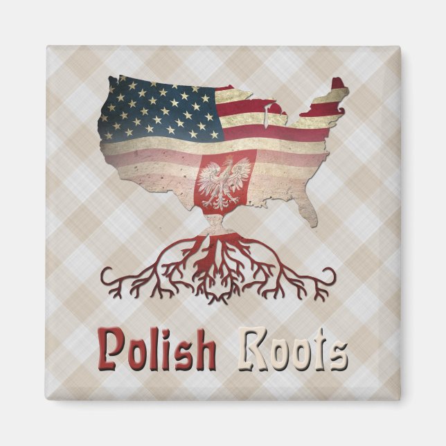 Polish American Roots Fridge Magnet (Front)