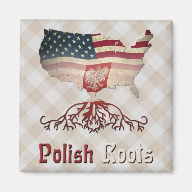 Polish American Roots Fridge Magnet (Front)
