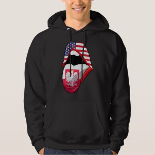 Polish American Roots Usa Polska Poland Flag Lips Hoodie