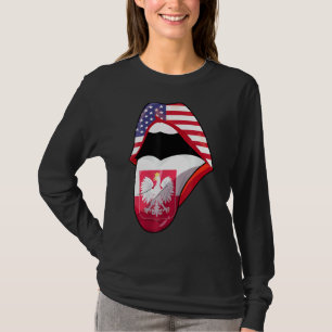 Polish American Roots Usa Polska Poland Flag Lips T-Shirt