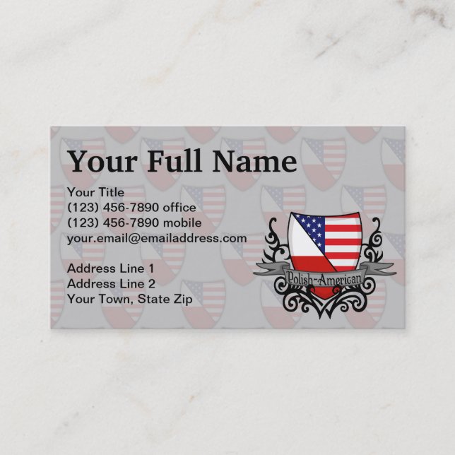 Polish-American Shield Flag Business Card (Front)