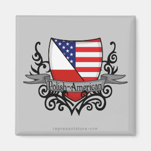 Polish-American Shield Flag Magnet