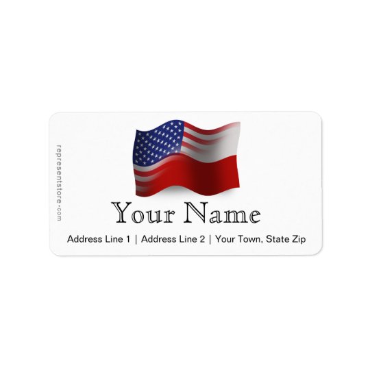 Polish-American Waving Flag Address Label