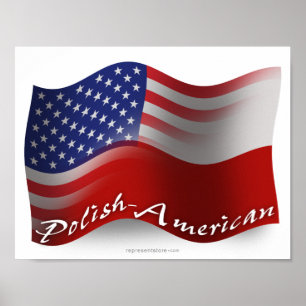 Polish-American Waving Flag Poster