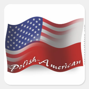 Polish-American Waving Flag Square Sticker