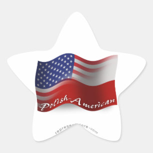 Polish-American Waving Flag Star Sticker