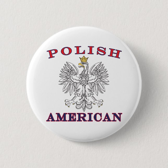 Polish American White Eagle 6 Cm Round Badge (Front)
