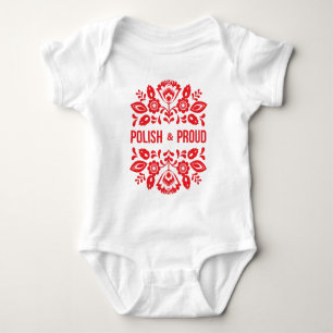 Polish and Proud Poland Polska Red Flowers Baby Bodysuit