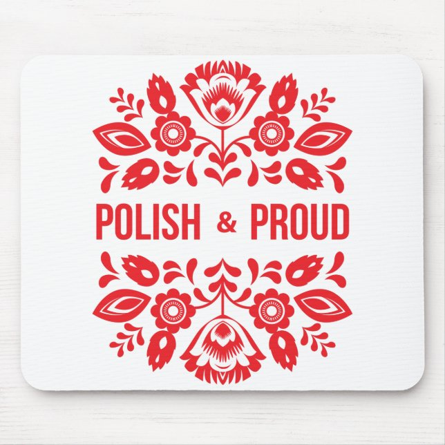 Polish and Proud Poland Polska Red Flowers Mouse Mat (Front)