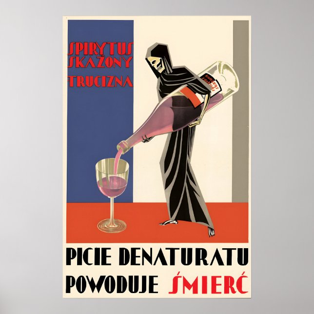 Polish Anti Alcohol Poster Drinking denaturant (Front)