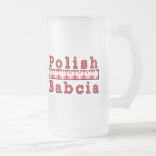 Polish Babcia Eagles Frosted Glass Beer Mug