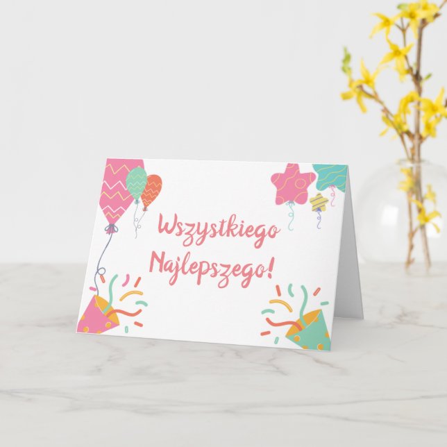 Polish Birthday Card (Yellow Flower)