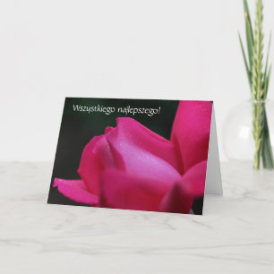Polish Birthday Card Sto Lat Red Rose