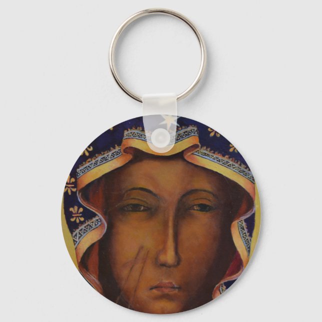 Polish Black Madonna Czestochow Virgin Art Key Ring (Front)