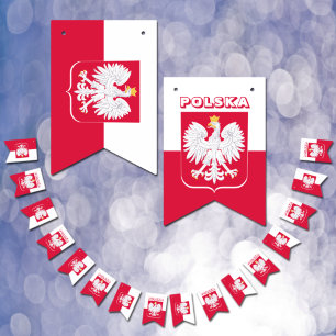 Polish bunting Flags, patriotic banners, Poland Bunting