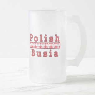 Polish Busia Eagles Frosted Glass Beer Mug