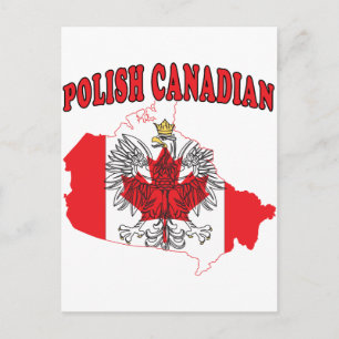 Polish Canadian Canada Flag Map Postcard