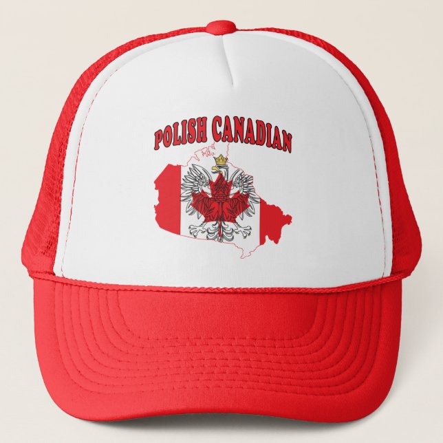 Polish Canadian Canada Flag Map Trucker Hat (Front)