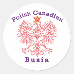Polish Canadian Eagle Busia Classic Round Sticker