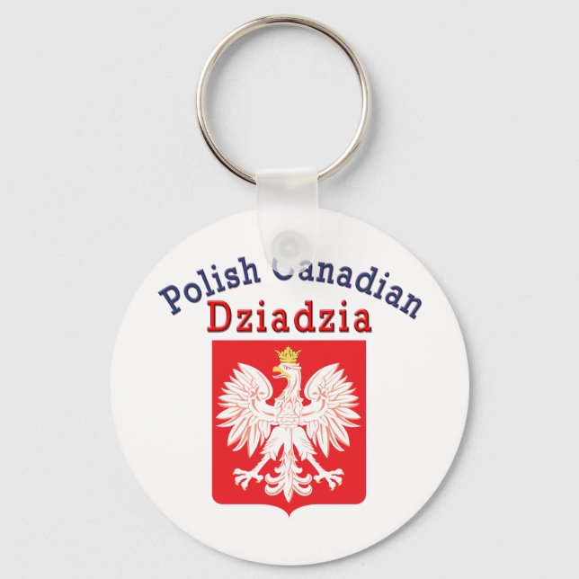 Polish Canadian Eagle Shield Dziadzia Key Ring (Front)